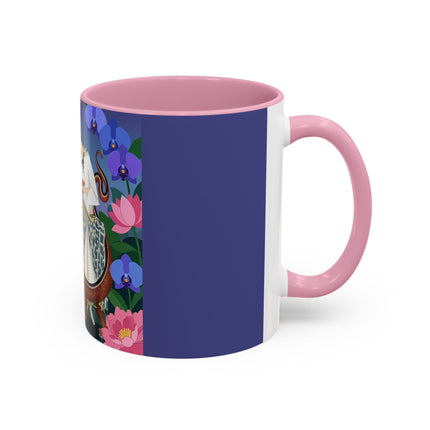 The Lady And The Garden Dragon Colorful Mugs – Art Deco Mythical Botanical Elegance