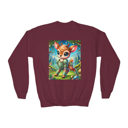 Fawn Defender Youth Crewneck Sweatshirt – Woodland Courage & Gentle Strength