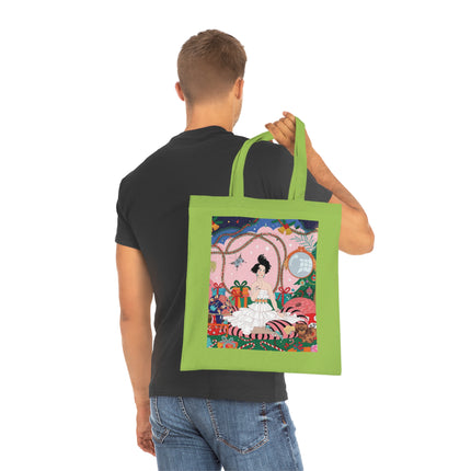🎄🌹 Christmas Morning In The Rose Parlor Cotton Tote Bag – Art Deco Holiday Romance