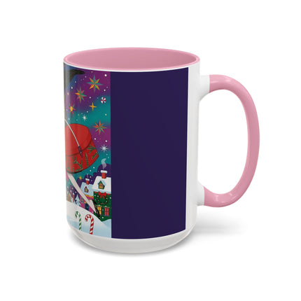 🎁✨ The Lady Of The Christmas Hatbox Colorful Mug – Art Deco Holiday Fantasy