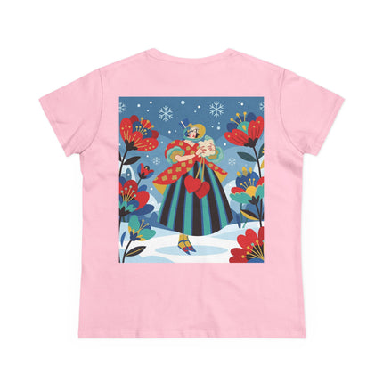 ❤️❄️ The Winter Heart Messenger Cotton Tee – Art Deco Winter Enchantment