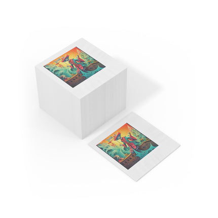 Skeleton Crew of the Misty Seas White Coined Napkins