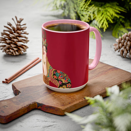 Butterfly Empress of the Crimson Pavilion Colorful Mug (11oz, 15oz) – Art Deco Beauty, Butterfly Elegance & Ornamental Style