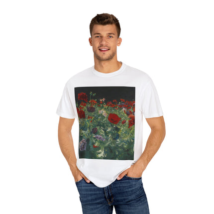 Poppies (A Study of Poppies for Carnation, Lily, Lily, Rose) by John Singer Sargent Unisex Garment-Dyed T-shirt
