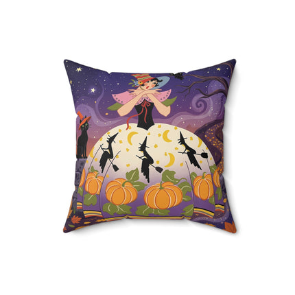 🎃🌙 The Pumpkin Moon Dress Square Pillow – Whimsical Halloween Fashion