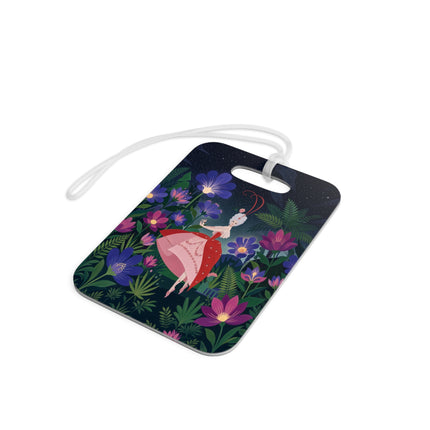 🌺✨ The Lady Of The Starlit Enchanted Garden Luggage Tag – Art Deco Floral Fantasy