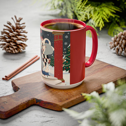 ❄️✨ The Winter Couture Promenade Colorful Mug – Art Deco Holiday Elegance