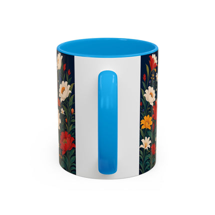 🌺🐦 The Enchanted Birdcage Garden Colorful Mug – Art Deco Floral Fantasy