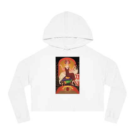 January & Garnet (from the Gem Series) by Sofia Chiostri Women’s Cropped Hooded Sweatshirt