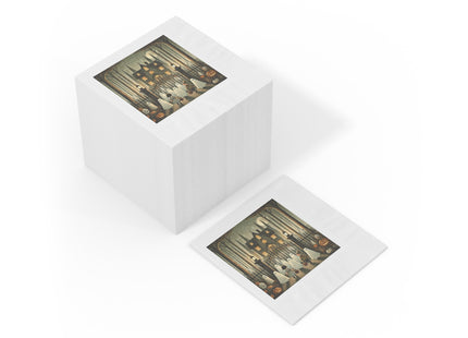 Ghostly Welcome – A Halloween Night White Coined Napkins