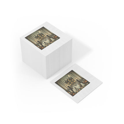 Ghostly Welcome – A Halloween Night White Coined Napkins