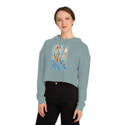 The Enchanting Painter: A Fairy's Artistic Touch Women’s Cropped Hooded Sweatshirt