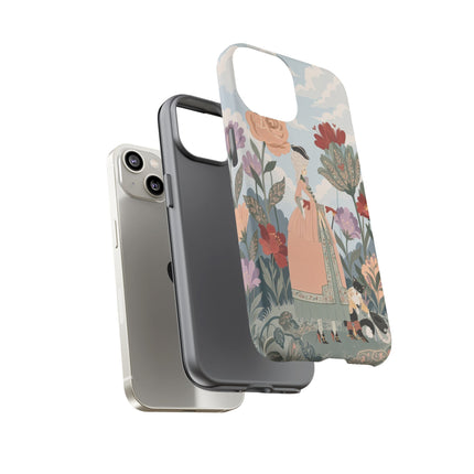 🌹🐈 The Lady And Puss In Boots Phone Case – Art Deco Floral Whimsy
