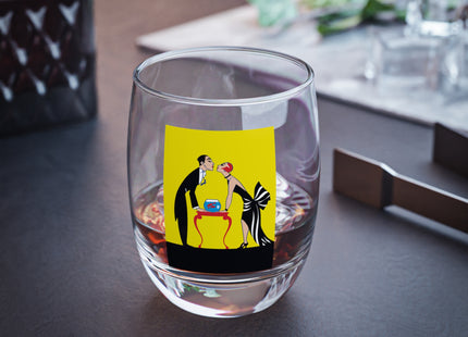 A Moment of Elegance: A Passionate Embrace Amidst Golden Splendor Whiskey Glass