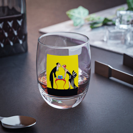 A Moment of Elegance: A Passionate Embrace Amidst Golden Splendor Whiskey Glass