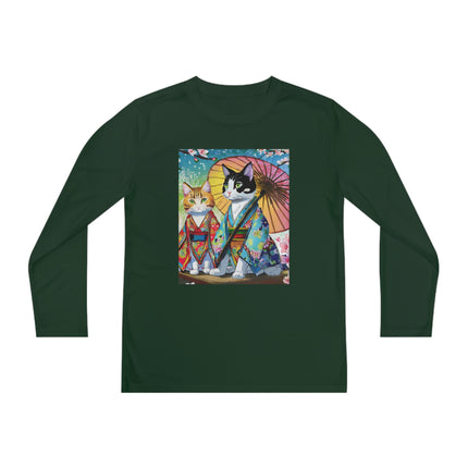 Kimono Kitties Youth Long Sleeve Competitor Tee – Anime Charm & Whimsical Elegance