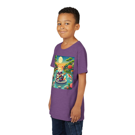 Melodic Kitten by the Koi Pond Youth Short Sleeve Tee