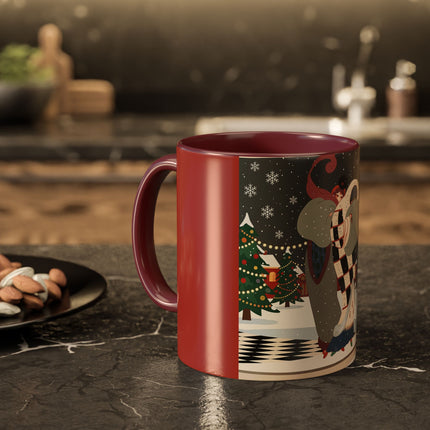❄️✨ The Winter Couture Promenade Colorful Mug – Art Deco Holiday Elegance