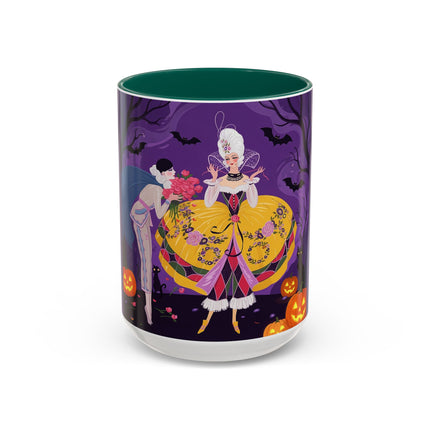 🎭🌹 The Harlequin Rose Masquerade Colorful Mug – Theatrical Halloween Romance