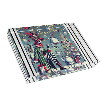 Whimsical Christmas Tea Party Acrylic Art Block