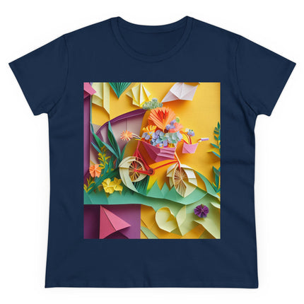 Origami Bicycle Women's Midweight Cotton Tee