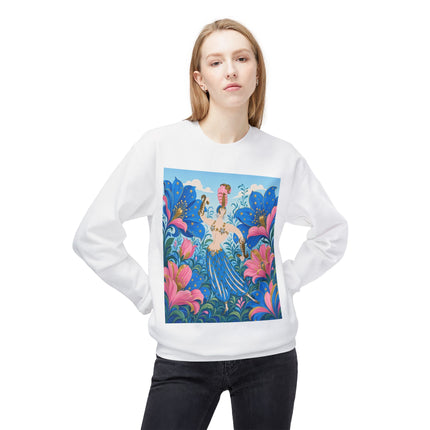 🌟🌸 The Starry Blossom Garden Dancer Midweight Crewneck Sweatshirt – Art Deco Floral Fantasy