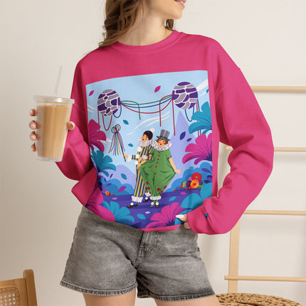 🎭🌸 The Garden Masquerade Crewneck Sweatshirt – Art Deco Floral Whimsy