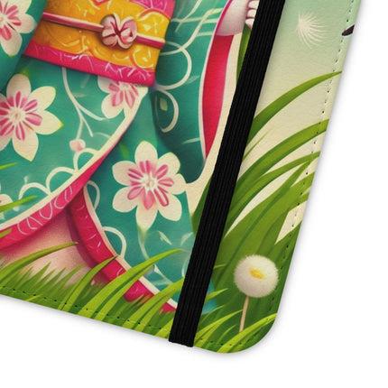 🌾🌼 Geisha Kitten and the Dandelion Wish Flip Case – Gentle Wishes & Quiet Wonder