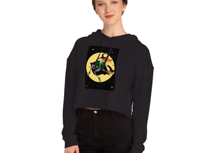 A Witch’s Moonlit Flight Women’s Cropped Hooded Sweatshirt