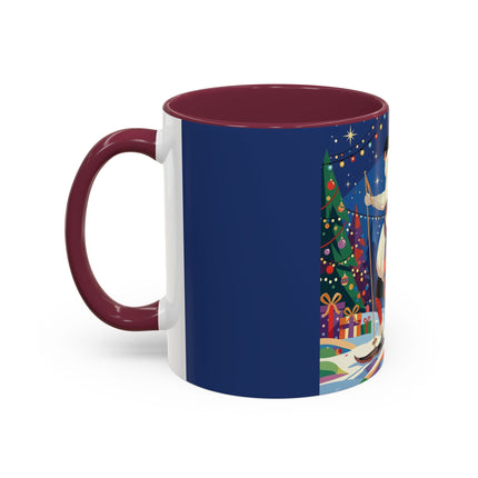 🌙🎿 The Moonlit Christmas Skier Colorful Mug – Whimsical Holiday Fantasy
