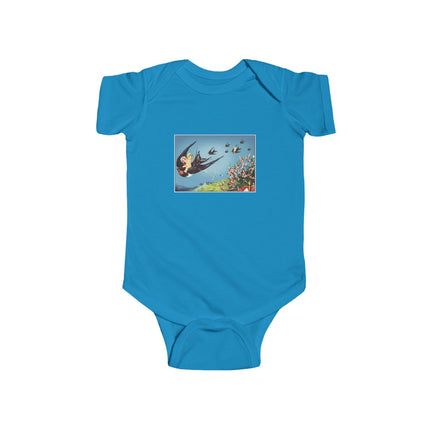 Flight of Serenity Baby Bodysuit – Vintage Swallows & Peaceful Sky Journey