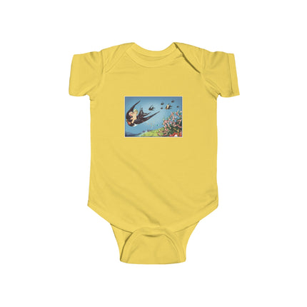 Flight of Serenity Baby Bodysuit – Vintage Swallows & Peaceful Sky Journey