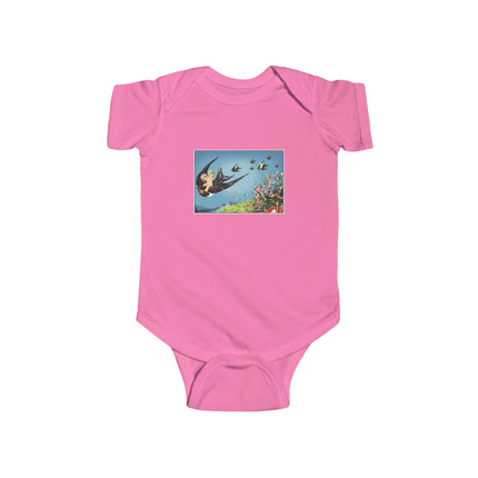 Flight of Serenity Baby Bodysuit – Vintage Swallows & Peaceful Sky Journey