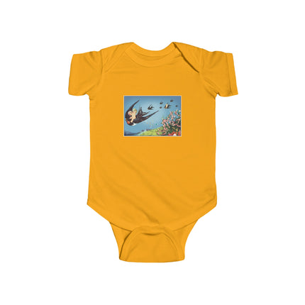 Flight of Serenity Baby Bodysuit – Vintage Swallows & Peaceful Sky Journey