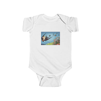 Flight of Serenity Baby Bodysuit – Vintage Swallows & Peaceful Sky Journey