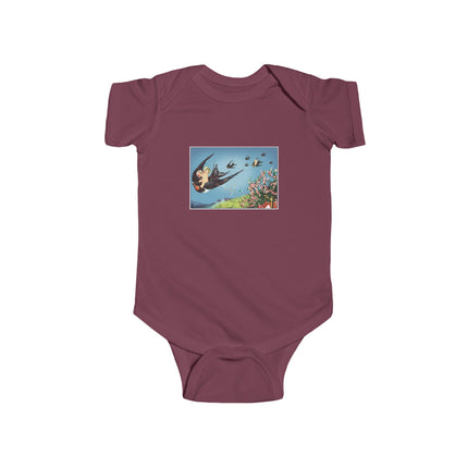 Flight of Serenity Baby Bodysuit – Vintage Swallows & Peaceful Sky Journey