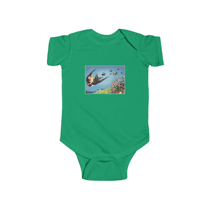 Flight of Serenity Baby Bodysuit – Vintage Swallows & Peaceful Sky Journey