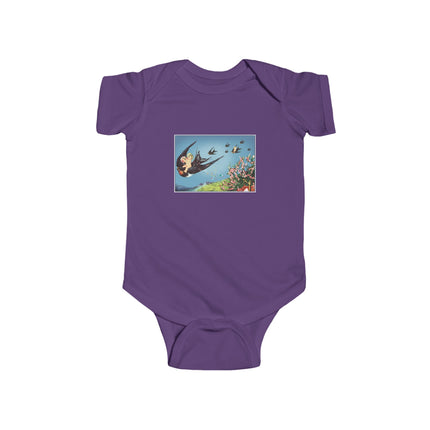 Flight of Serenity Baby Bodysuit – Vintage Swallows & Peaceful Sky Journey