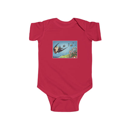Flight of Serenity Baby Bodysuit – Vintage Swallows & Peaceful Sky Journey