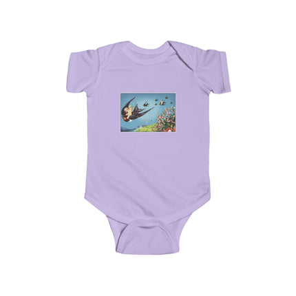 Flight of Serenity Baby Bodysuit – Vintage Swallows & Peaceful Sky Journey