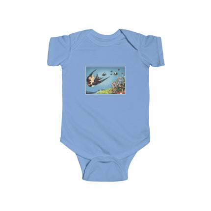 Flight of Serenity Baby Bodysuit – Vintage Swallows & Peaceful Sky Journey