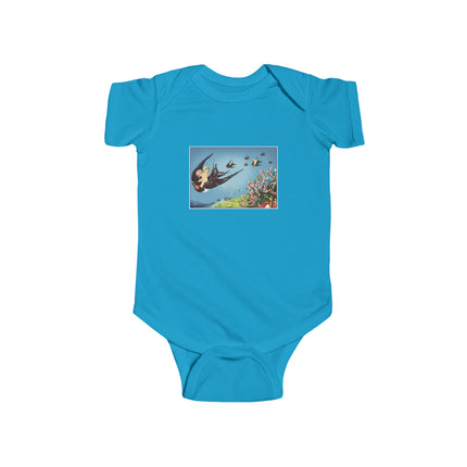 Flight of Serenity Baby Bodysuit – Vintage Swallows & Peaceful Sky Journey