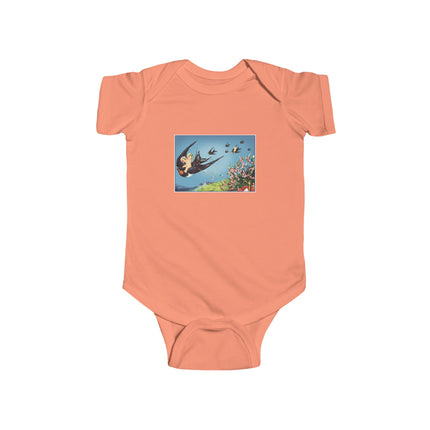 Flight of Serenity Baby Bodysuit – Vintage Swallows & Peaceful Sky Journey
