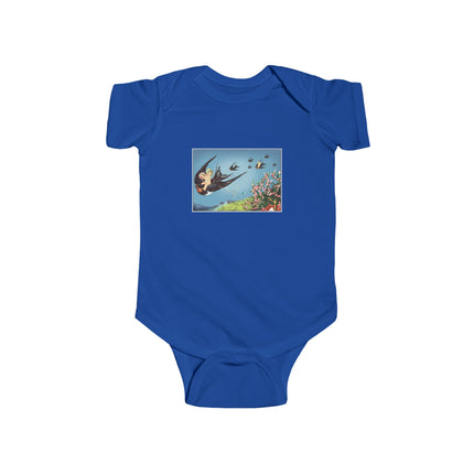 Flight of Serenity Baby Bodysuit – Vintage Swallows & Peaceful Sky Journey