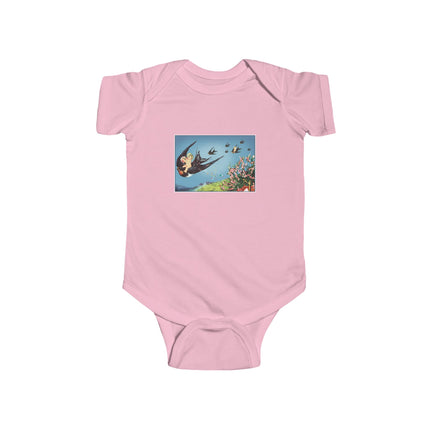 Flight of Serenity Baby Bodysuit – Vintage Swallows & Peaceful Sky Journey