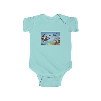 Flight of Serenity Baby Bodysuit – Vintage Swallows & Peaceful Sky Journey