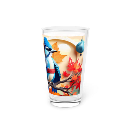 Blue Jay at an Autumn Tea Ceremony Glass, 16oz