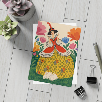 🐇🌼 The Enchanted Rabbit Garden Postcards With Envelopes – Art Deco Floral Whimsy