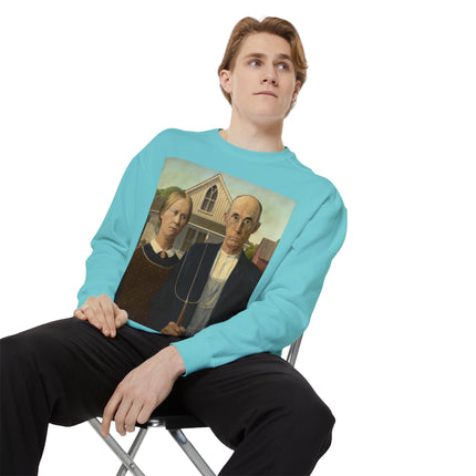 American Gothic by Grant Wood Unisex Garment-Dyed Sweatshirt