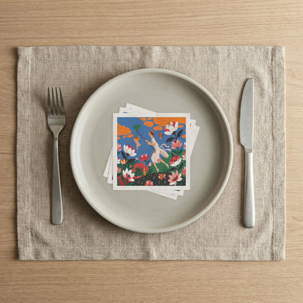 🪁🌺 The Lady Of The Flying Garden Napkins – Art Deco Floral Fantasy